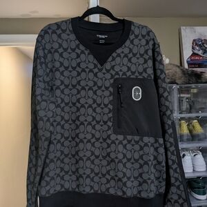 Coach Men's Gray Patterned Sweater